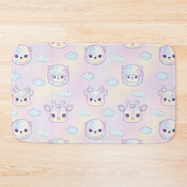 Item preview, Kawaii Pastel Rainbow Animals Pattern - Cute Alpaca, Deer, Bear, and Giraffe Seamless Design designed and sold by Potattoo.