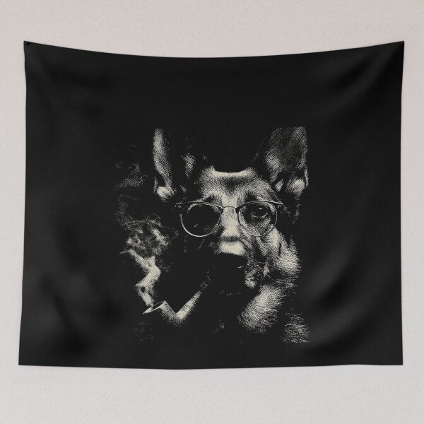Item preview, Sophisticated German Shepherd Pipe Glasses Dog designed and sold by k3rstman1.
