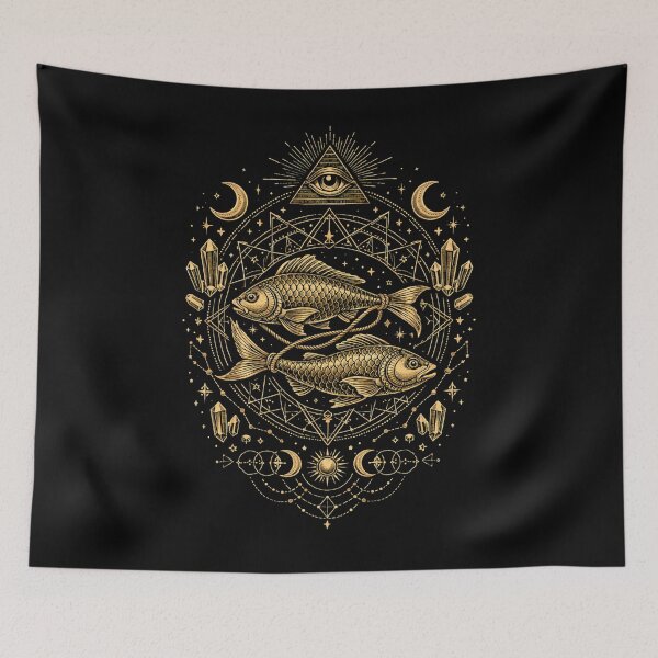 Item preview, Mystic Pisces Zodiac Sign - Sacred Geometry Occult Fish Art designed and sold by SilentWebDesign.