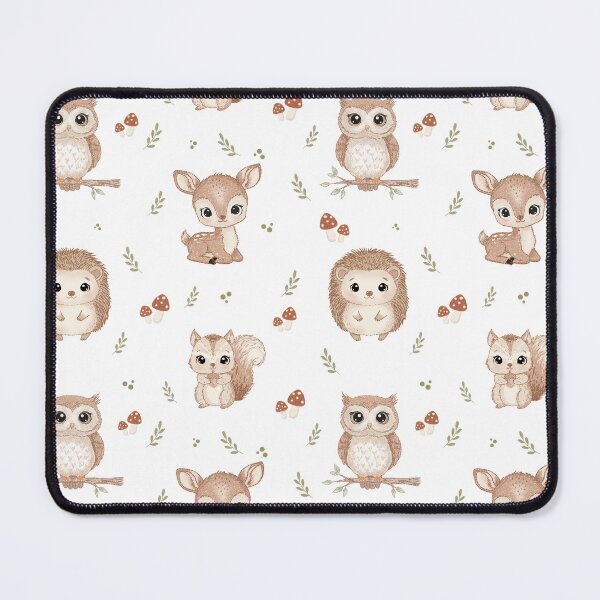 Item preview, Cute Woodland Animals Pattern - Sweet Baby Deer Owl Squirrel and Hedgehog Forest Friends designed and sold by Potattoo.