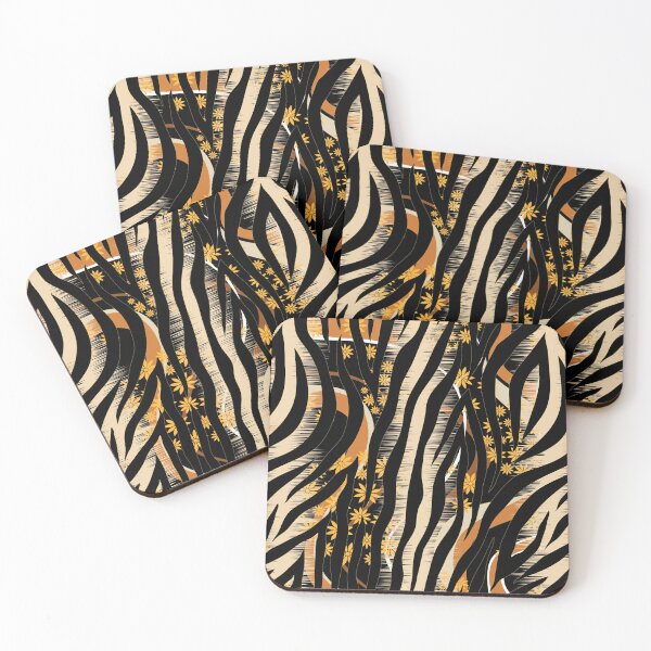 Artikelvorschau, Retro-Mod-Stilisierter Zebra-Tierprint, Gänseblümchen-Blumenmuster entworfen und verkauft von RetroMaggie.