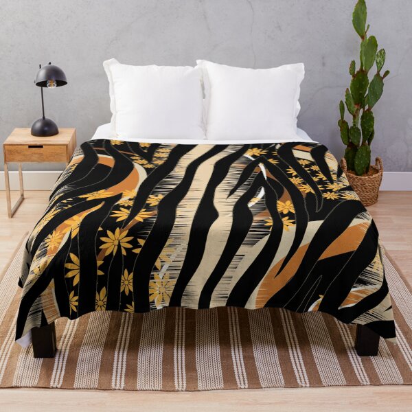 Artikelvorschau, Retro-Mod-Stilisierter Zebra-Tierprint, Gänseblümchen-Blumenmuster entworfen und verkauft von RetroMaggie.