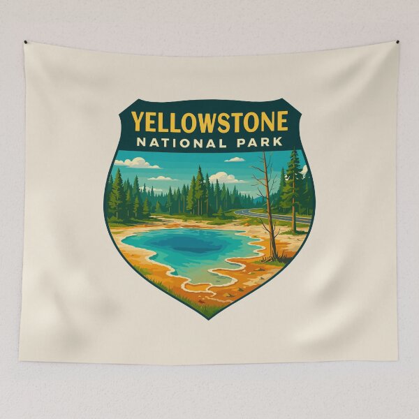 Item preview, Yellowstone National Park Retro Geyser Wildlife, Wyoming US designed and sold by Gideon Emmerich.