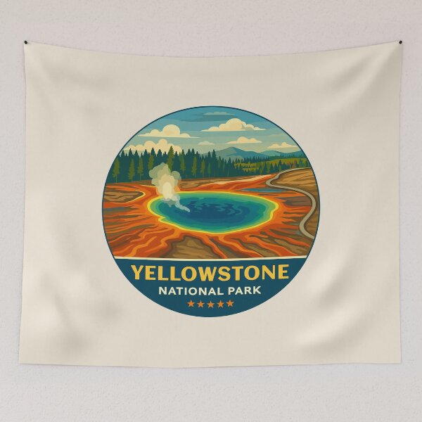 Item preview, Yellowstone National Park Retro Geyser Wildlife, Wyoming US designed and sold by Gideon Emmerich.