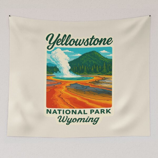 Item preview, Yellowstone National Park Retro Geyser Wildlife, Wyoming US designed and sold by Gideon Emmerich.