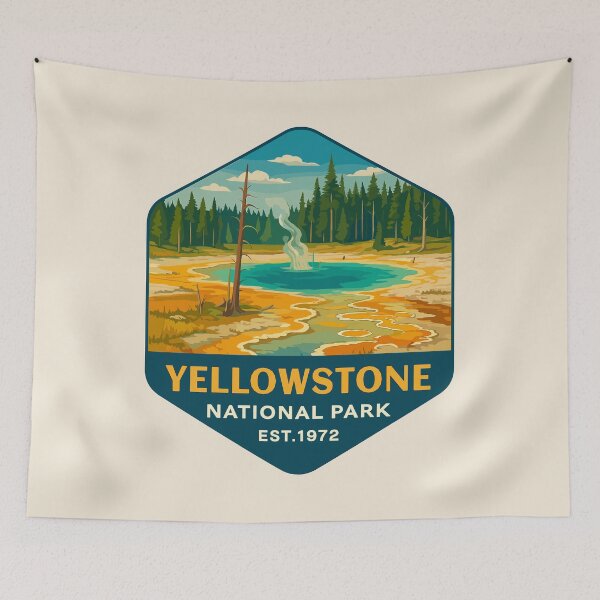Item preview, Yellowstone National Park Retro Geyser Wildlife, Wyoming US designed and sold by Gideon Emmerich.