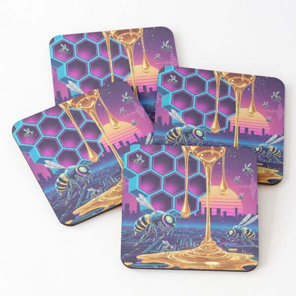 Item preview, Synthwave Bees: Digital Honey designed and sold by CloudyCatArt.