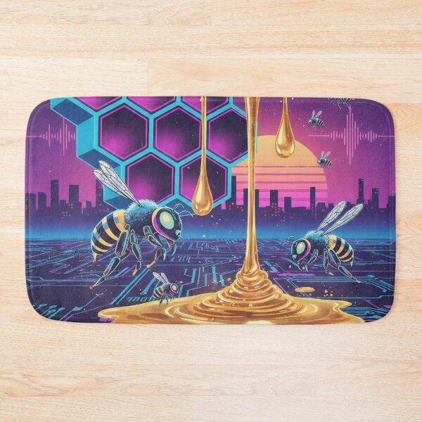 Item preview, Synthwave Bees: Digital Honey designed and sold by CloudyCatArt.