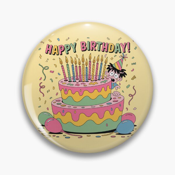 Item preview, Happy Birthday Surprise! Funny Cartoon Kid Popping Out of Giant Cake designed and sold by Midnight Veil Designs.