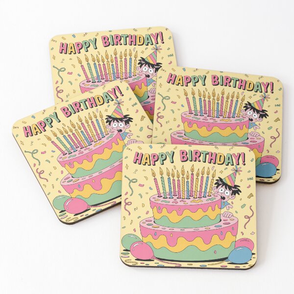 Item preview, Happy Birthday Surprise! Funny Cartoon Kid Popping Out of Giant Cake designed and sold by Midnight Veil Designs.