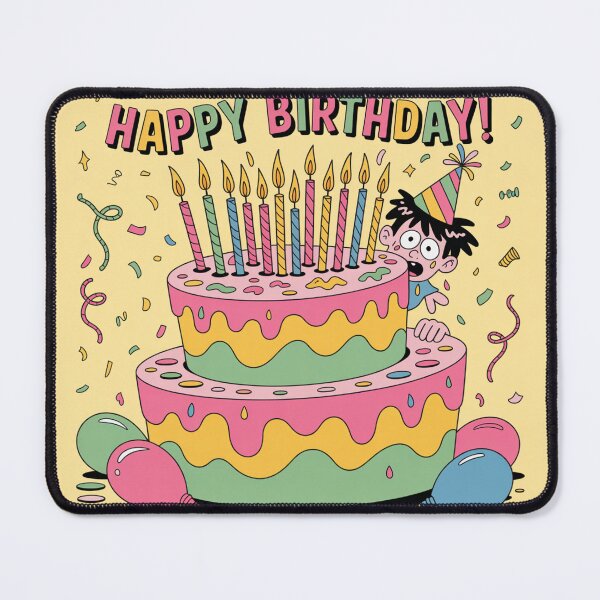Item preview, Happy Birthday Surprise! Funny Cartoon Kid Popping Out of Giant Cake designed and sold by Midnight Veil Designs.