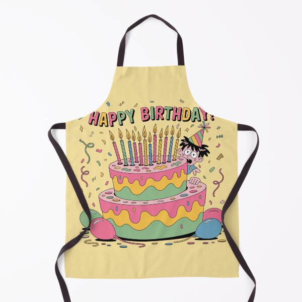 Item preview, Happy Birthday Surprise! Funny Cartoon Kid Popping Out of Giant Cake designed and sold by Midnight Veil Designs.