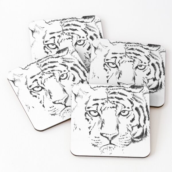 Item preview, Majestic Stripes – Black & White Tiger Sketch designed and sold by PunksterClub.
