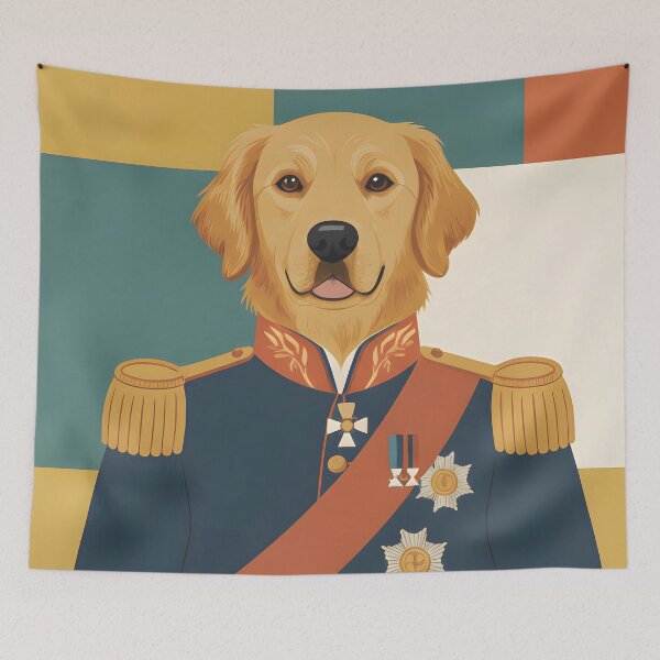 Item preview, Regal Golden Retriever Royal Pet Portrait Oil Painting Style designed and sold by The Modern Den.