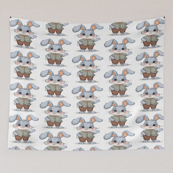 Item preview, Playful Bunny in Brown Pants Artwork  designed and sold by NivyasArtistry.