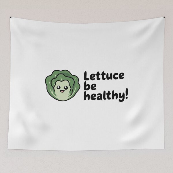 Item preview, Lettuce Be Healthy! Cute Kawaii Lettuce Pun designed and sold by PMCreative.