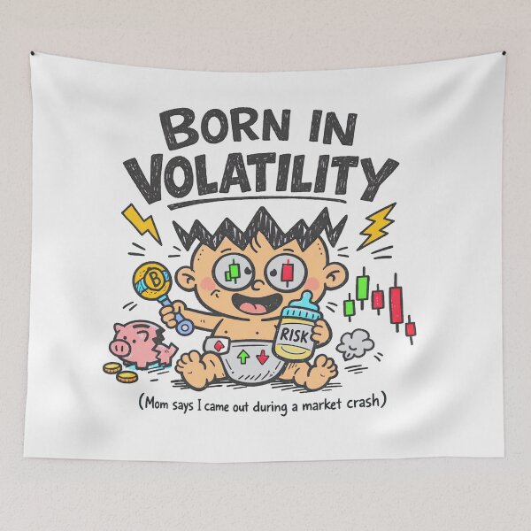 Item preview, Born in Volatility Funny Trader Baby | Stock Market & Crypto Humor Design designed and sold by LineLoo.