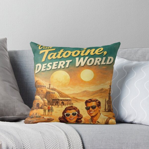 Item preview, Vintage Desert Twin Suns Travel Poster – Retro Sci-Fi Sand World Art Print designed and sold by MovieBuffs3000.
