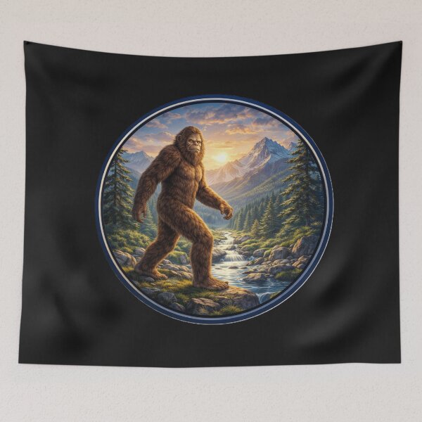 Item preview, Bigfoot in the Wilderness – Mountain Circle Adventure Art designed and sold by TheJoyfulPen.