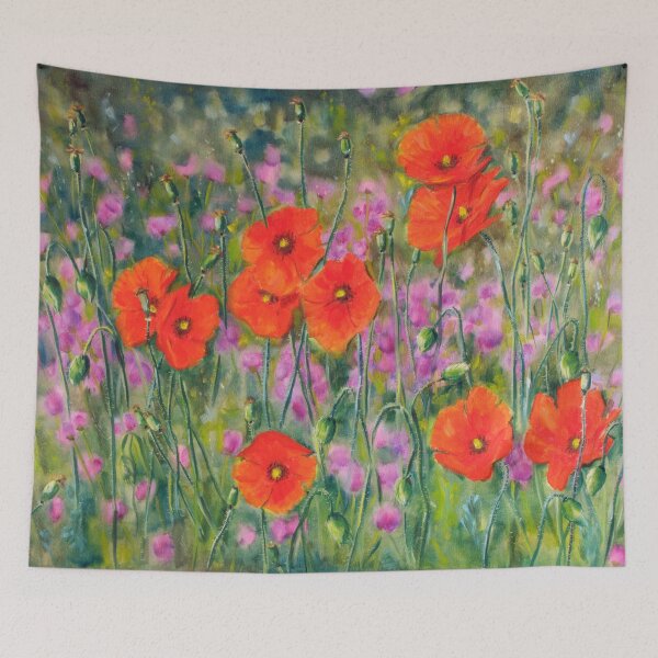 Item preview, Poppy Meadow Bliss - Impressionist Floral Landscape designed and sold by JurateArt-DK.