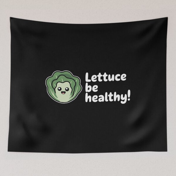 Item preview, Lettuce Be Healthy! Funny Kawaii Lettuce Pun designed and sold by PMCreative.