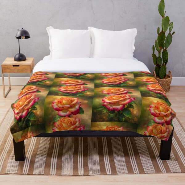 Artikelvorschau, Zweifarbige, taufrische Rosen im Sonnenuntergangsglanz entworfen und verkauft von Dreamy Armine Art.