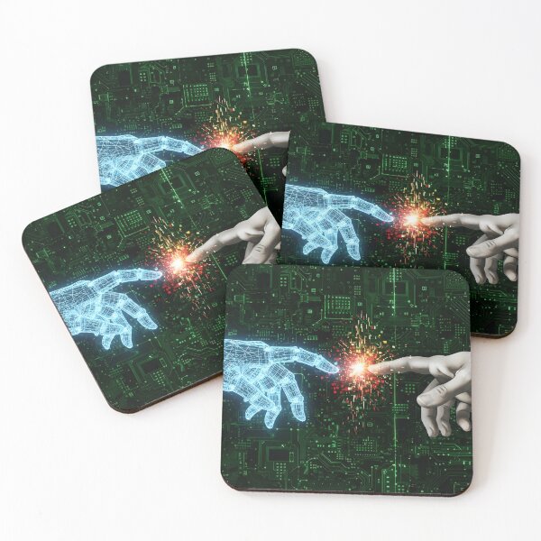 Item preview, The Spark of Connection Human and AI Hands designed and sold by powersunlight.