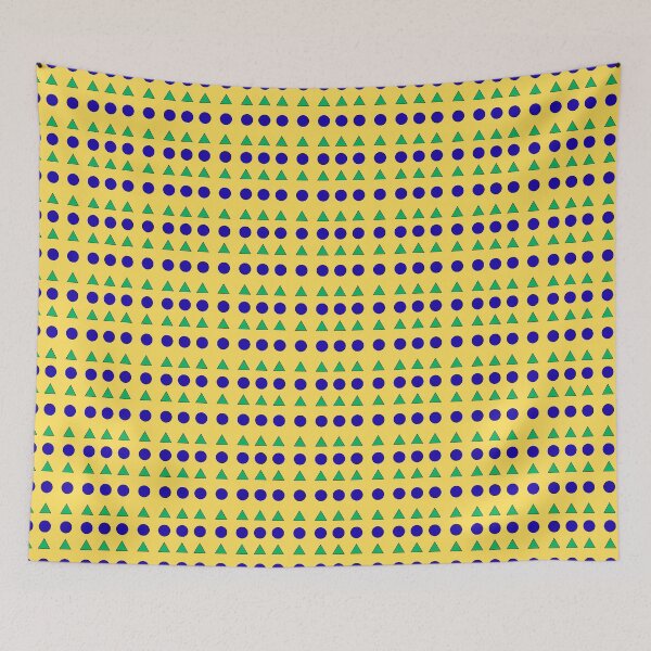 Item preview, Dark Blue Circles and Green Triangles on Yellow background pattern designed and sold by fev-rocks.