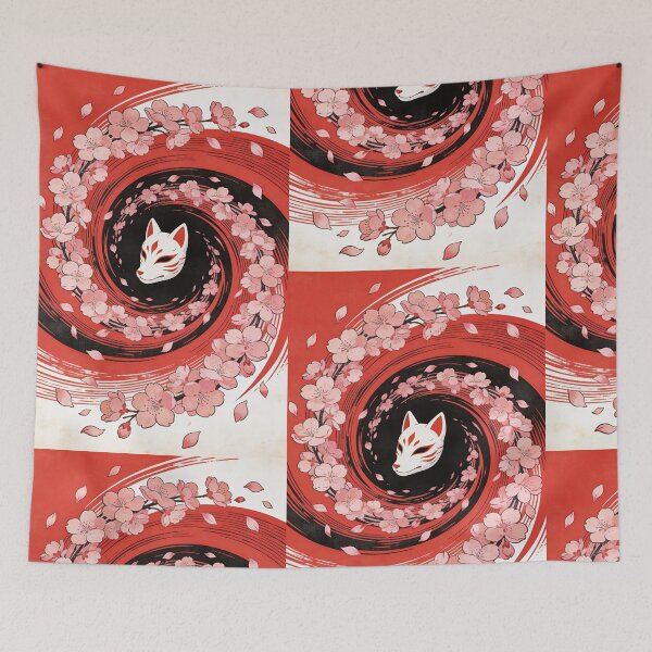 Item preview, Kitsune Mask in Sakura Whirlwind designed and sold by floatingedge.