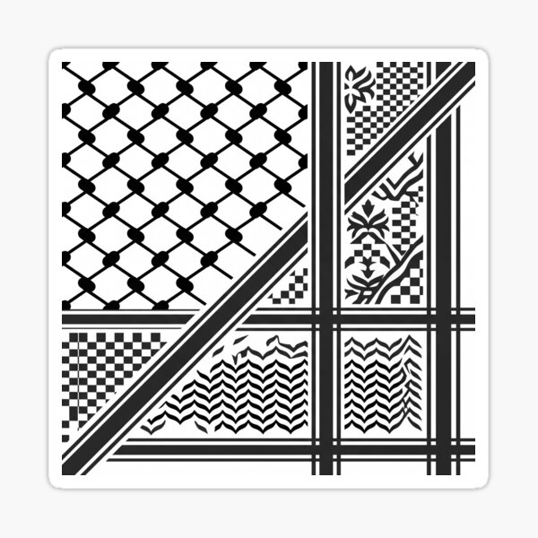 Black Traditional Keffiyeh Pattern Sticker