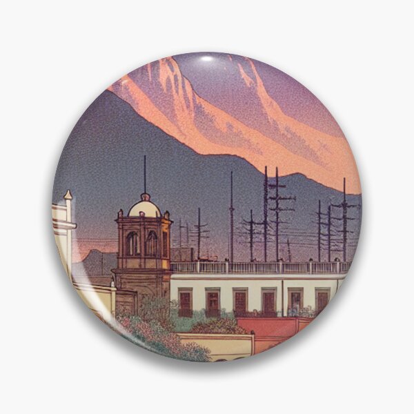 Item preview, Hermosillo Mexico Ukiyo-e Japanese Woodblock Print - Edo Style Colonial Architecture Sonoran Desert Art designed and sold by Vandy Fullam.