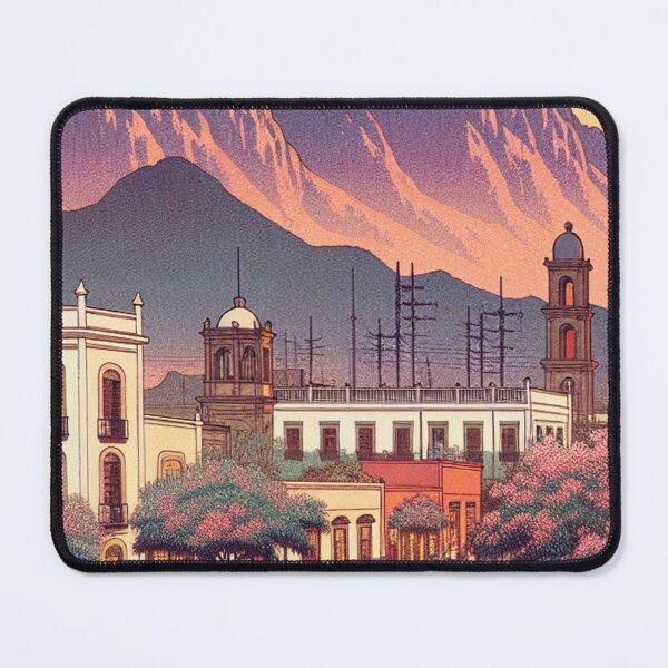 Item preview, Hermosillo Mexico Ukiyo-e Japanese Woodblock Print - Edo Style Colonial Architecture Sonoran Desert Art designed and sold by Vandy Fullam.