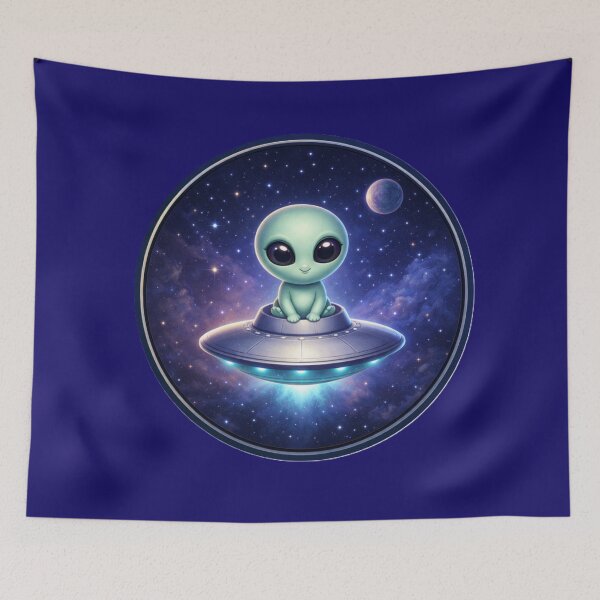 Item preview, Cosmic Cutie – Adorable Alien UFO Circle Art designed and sold by TheJoyfulPen.