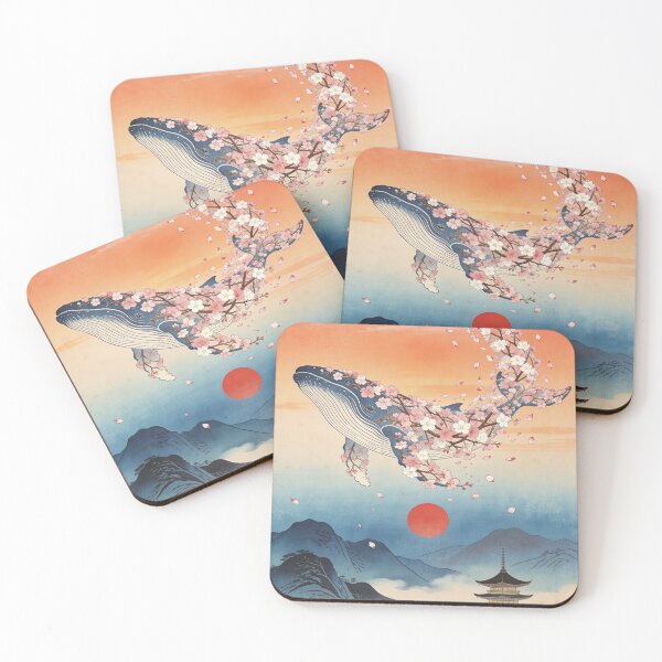 Item preview, Gigantic whale made of blooming cherry blossom branches designed and sold by floatingedge.