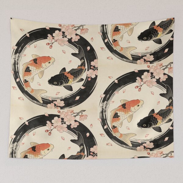 Item preview, Yin Yang Koi Carp and Cherry Blossoms designed and sold by floatingedge.