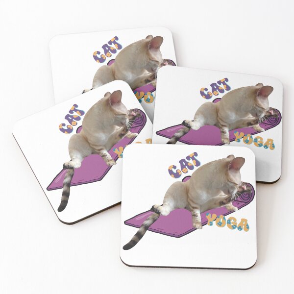 Item preview, Downward Cat Yoga – Funny Cute Cat Stretching on Yoga Mat Design designed and sold by StickemandPeel.