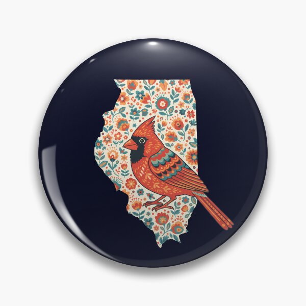 Item preview, Illinois Cardinal State Sticker – Scandinavian Folk Art by heidiannemorris © designed and sold by FOLK ART FUSION by heidiannemorris.