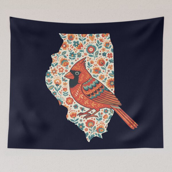Item preview, Illinois Cardinal State Sticker – Scandinavian Folk Art by heidiannemorris © designed and sold by FOLK ART FUSION by heidiannemorris.