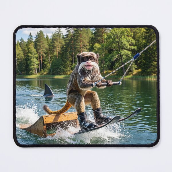 Item preview, Emperor Tamarin Monkey Tries to Jump the Shark designed and sold by Tridentulus.