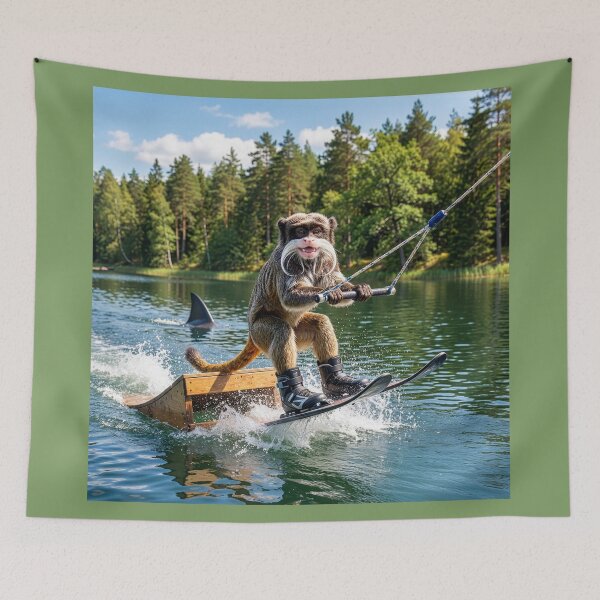 Item preview, Emperor Tamarin Monkey Tries to Jump the Shark designed and sold by Tridentulus.