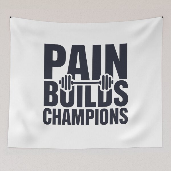 Item preview, Pain Builds Champions Motivational Gym Workout Quote designed and sold by Katzpy.
