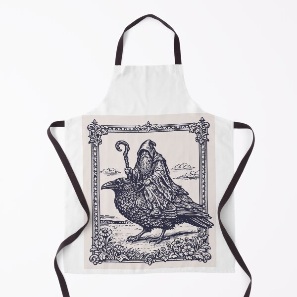 Artikelvorschau, Mittelalterlicher Zauberer reitet auf einem mystischen Raben – Vintage-Holzschnitt aus der Renaissance entworfen und verkauft von Wild Shirt Studio.