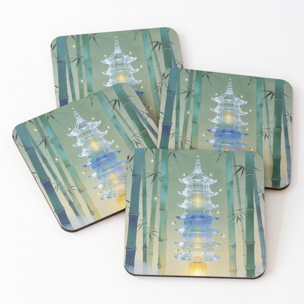 Item preview, Glass pagoda in a mystical bamboo forest designed and sold by floatingedge.