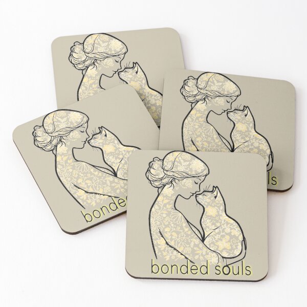 Item preview, Cat and Girl gold minimalist art. Bonded souls. designed and sold by Natart1004.
