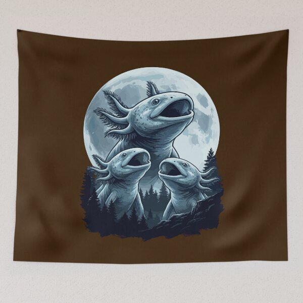 Item preview, Funny Axolotls Howling Three Wolf Moon Parody Meme designed and sold by Leonardo Palumbo.
