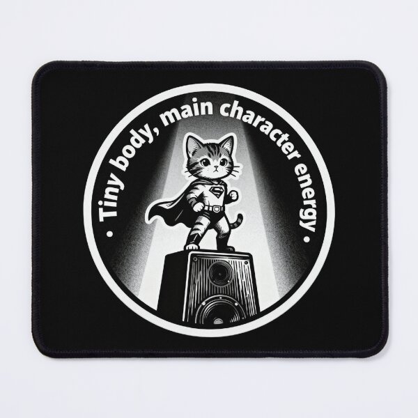 Item preview, Tiny but Main Character Energy Cat – Minimalist Black and White Art designed and sold by CatVibesStudio.