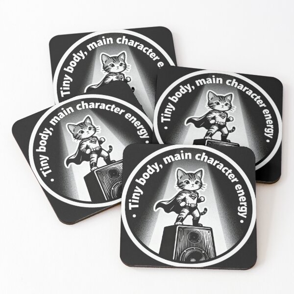 Item preview, Tiny but Main Character Energy Cat – Minimalist Black and White Art designed and sold by CatVibesStudio.