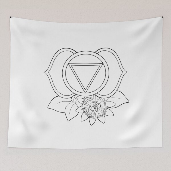 Item preview, Ajna Third Eye Chakra Line Art – Black and White Spiritual Symbol Botanical Illustration designed and sold by BlackLineLab.