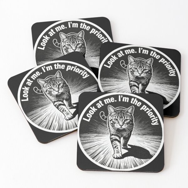 Item preview, Look at Me I’m the Priority Cat – Minimalist Black and White Engraved Art designed and sold by CatVibesStudio.