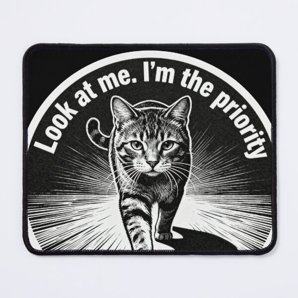 Item preview, Look at Me I’m the Priority Cat – Minimalist Black and White Engraved Art designed and sold by CatVibesStudio.